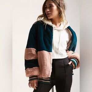 Shaci Faux Fur Color-block Jacket